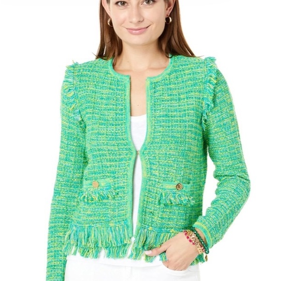Lilly Pulitzer Sweaters - Lilly Pulitzer Simora Cardigan in Bright Agate Green Exotic Tweed. Size M.